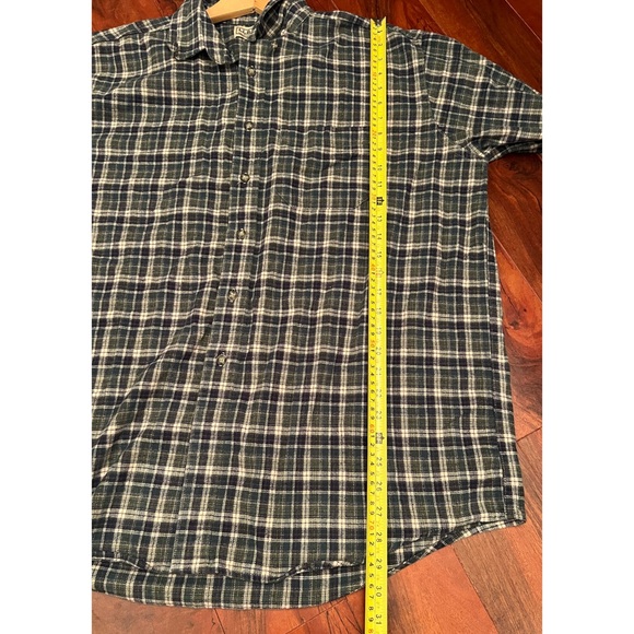 LL Bean Plaid Shirt Long Sleeve Green white mens button down flannel shirt top - Picture 11 of 12